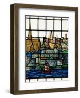 Detail from a Stained Glass Window in the Church of All Hallows by the Tower, the Oldest Church in-Kimberley Coole-Framed Photographic Print