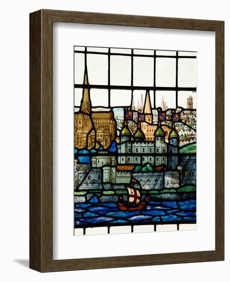 Detail from a Stained Glass Window in the Church of All Hallows by the Tower, the Oldest Church in-Kimberley Coole-Framed Photographic Print