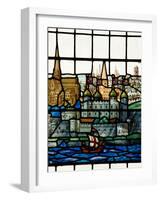 Detail from a Stained Glass Window in the Church of All Hallows by the Tower, the Oldest Church in-Kimberley Coole-Framed Photographic Print