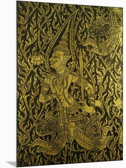 Detail from a Thai Cabinet, Ebonised Wood Inlaid with Brass-null-Mounted Giclee Print