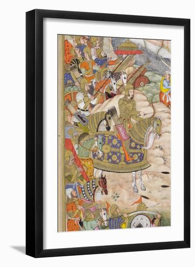 Detail from Babur's Troops Take the Fortress at Kabul, C.1590-1600-Farrukh & Dharmdas-Framed Giclee Print