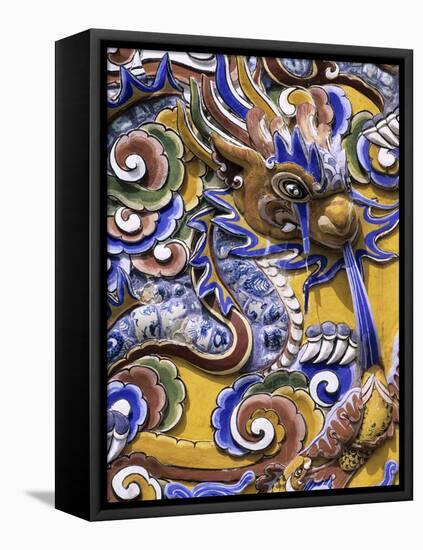 Detail from Chinese Gateway Inside the Imperial City, the Citadel, Hue, UNESCO World Heritage Site,-Stuart Black-Framed Stretched Canvas