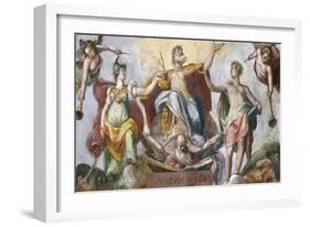 Detail from Fresco Apotheosis of Art of Drawing-Federico Zuccari-Framed Giclee Print