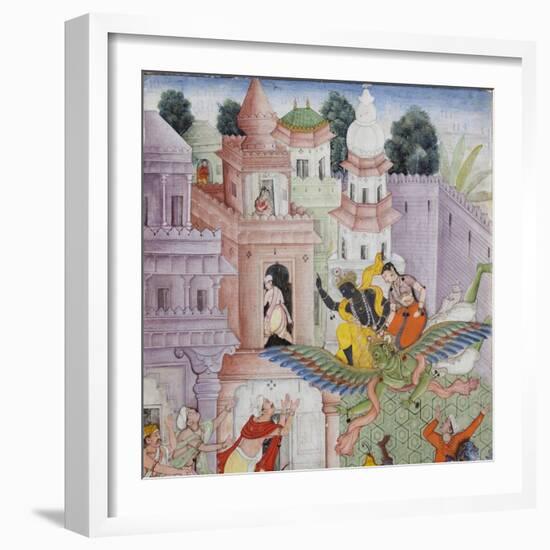 Detail from Krishna Cleaves the Demon Narakasura with His Discus, C.1585-90-null-Framed Giclee Print