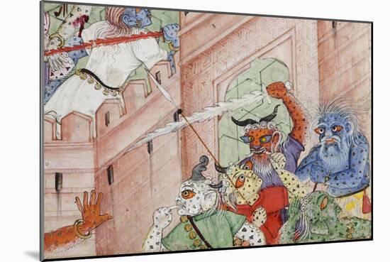 Detail from Krishna Cleaves the Demon Narakasura with His Discus, C.1585-90-null-Mounted Giclee Print