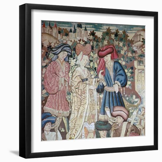 Detail from the Devonshire Hunting Tapestries, 15th Century-CM Dixon-Framed Giclee Print