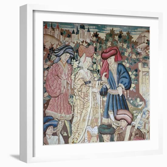 Detail from the Devonshire Hunting Tapestries, 15th Century-CM Dixon-Framed Giclee Print