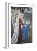 Detail from the Legend of the True Cross Showing Queen of Sheba in Adoration of Tree of Cross-Piero della Francesca-Framed Giclee Print