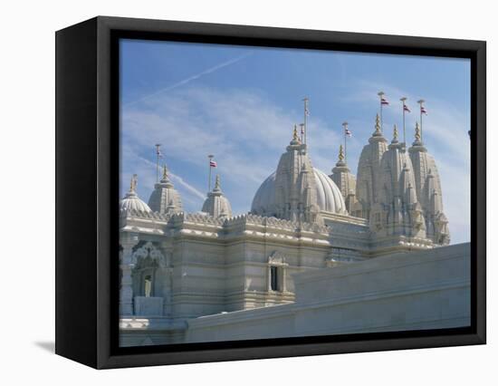 Detail from the Mandir Mahotsav Temple, a New Hindu Temple in Neasden, North London, England, UK-Richardson Rolf-Framed Stretched Canvas