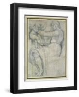 Detail from the Sistine Ceiling (Black Chalk with Touches of White Chalk on Pale Buff Paper)-Michelangelo Buonarroti-Framed Giclee Print