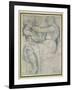 Detail from the Sistine Ceiling (Black Chalk with Touches of White Chalk on Pale Buff Paper)-Michelangelo Buonarroti-Framed Giclee Print