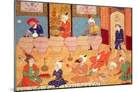 Detail of a Banquet with Musicians, from a Book of Poems by Hafiz Shirazi-null-Mounted Giclee Print