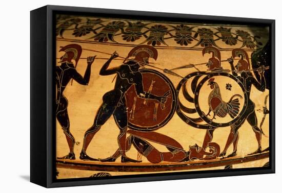 Detail of a Corinthian Vase Showing a Hoplite Battle, circa 600 BC-null-Framed Stretched Canvas