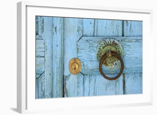 Detail of a Door in Sivas, South Coast, Crete, Greece, Europe-Christian Heeb-Framed Photographic Print