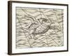 Detail of a flying turtle on a map of northern Europe-Italian-Framed Giclee Print