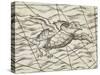 Detail of a flying turtle on a map of northern Europe-Italian-Stretched Canvas