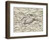 Detail of a flying turtle on a map of northern Europe-Italian-Framed Giclee Print