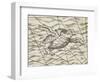 Detail of a flying turtle on a map of northern Europe-Italian-Framed Giclee Print