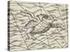Detail of a flying turtle on a map of northern Europe-Italian-Stretched Canvas