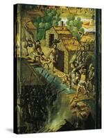 Detail of a Folding Screen Showing Clashes Between Aztecs and Spaniards-null-Stretched Canvas