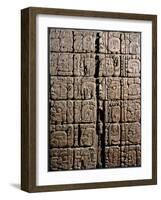 Detail of a Mayan low-relief carved wood lintel from Temple IV at Tikal, Guatemala, c743-Werner Forman-Framed Giclee Print