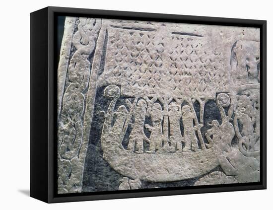 Detail of a Picture Stone Depicting the Last Voyage of the Deceased, from the Isle of Gotland-Viking-Framed Stretched Canvas