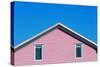 Detail of a Pink Rooftop in Iles De La Madeleine in Canada-pink candy-Stretched Canvas