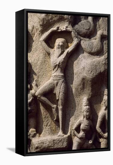 Detail of a Relief Depicting the Descent of the God Ganges, Mahabalipuram Rock Sanctuary-null-Framed Stretched Canvas