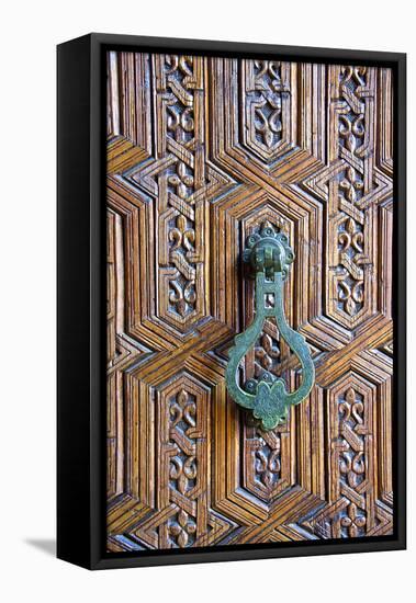 Detail of a Wooden Door and Bronze Knocker-Guy Thouvenin-Framed Stretched Canvas