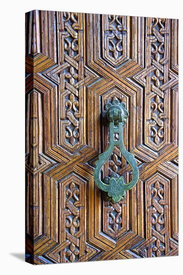 Detail of a Wooden Door and Bronze Knocker-Guy Thouvenin-Stretched Canvas