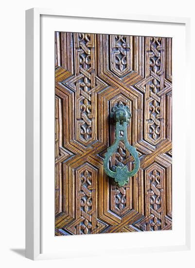 Detail of a Wooden Door and Bronze Knocker-Guy Thouvenin-Framed Photographic Print