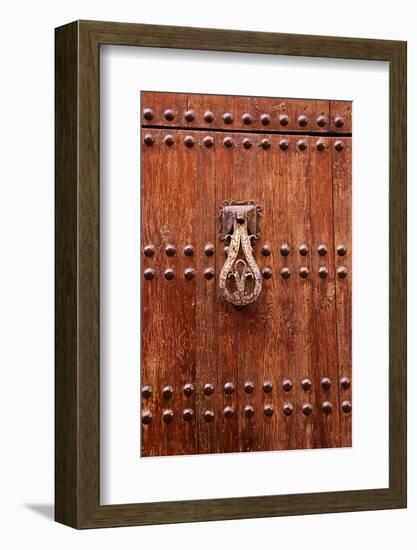 Detail of a Wooden Door and Bronze Knocker-Guy Thouvenin-Framed Photographic Print