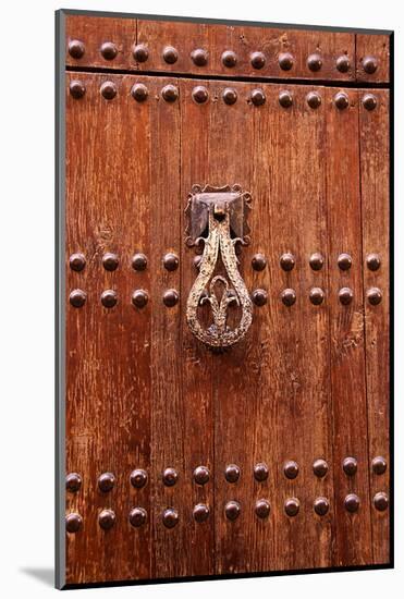 Detail of a Wooden Door and Bronze Knocker-Guy Thouvenin-Mounted Photographic Print