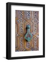 Detail of a Wooden Door and Bronze Knocker-Guy Thouvenin-Framed Photographic Print