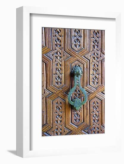 Detail of a Wooden Door and Bronze Knocker-Guy Thouvenin-Framed Photographic Print