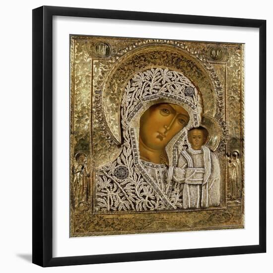 Detail of an Icon Showing the Virgin of Kazan by Yegor Petrov, Moscow, 1788-null-Framed Giclee Print