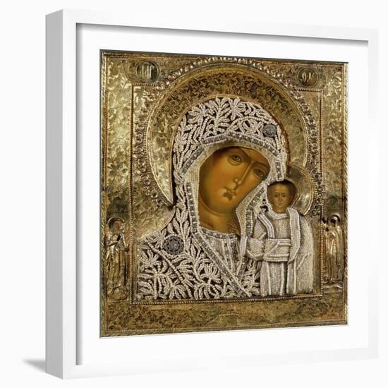 Detail of an Icon Showing the Virgin of Kazan by Yegor Petrov, Moscow, 1788-null-Framed Giclee Print