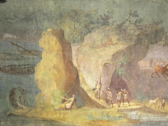 Detail Of Ancient Roman Fresco Odyssey Illustration Representing Land detail-of-ancient-roman-fresco-odyssey-illustration-representing-land
