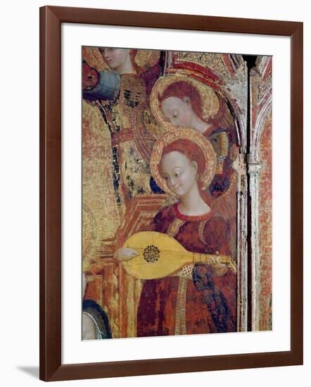 Detail of Angel Musicians from a Painting of the Virgin and Child Surrounded by Six Angels, 1437-44-Sassetta-Framed Giclee Print