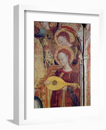 Detail of Angel Musicians from a Painting of the Virgin and Child Surrounded by Six Angels, 1437-44-Sassetta-Framed Giclee Print