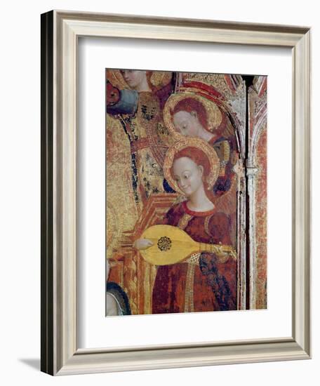 Detail of Angel Musicians from a Painting of the Virgin and Child Surrounded by Six Angels, 1437-44-Sassetta-Framed Giclee Print