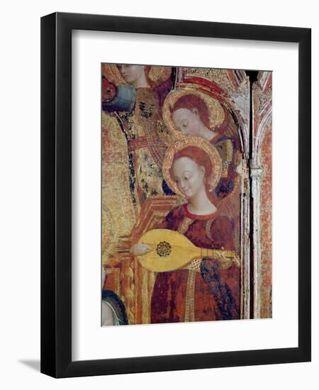 Detail of Angel Musicians from a Painting of the Virgin and Child Surrounded by Six Angels, 1437-44-Sassetta-Framed Premium Giclee Print