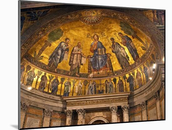 Detail of Apse Mosaic with Portraits of Popes, Basilica Di San Paolo Fuori Le Mura, Rome, Italy-Miva Stock-Mounted Premium Photographic Print