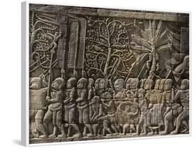 Detail of Bas Relief, Angkor Wat Archaeological Park, Siem Reap-Julio Etchart-Framed Photographic Print