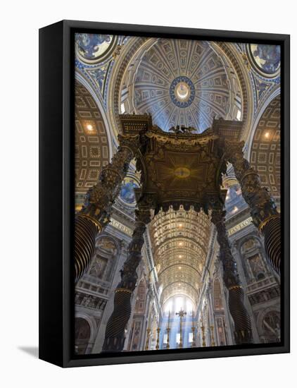 Detail of Bernini's Baroque Baldachin, St Peter's Basilica, Rome, Italy-Michele Falzone-Framed Stretched Canvas
