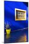 Detail of Blue House and Yellow Plant Pot in Majorelle Garden-Guy Thouvenin-Mounted Photographic Print