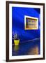 Detail of Blue House and Yellow Plant Pot in Majorelle Garden-Guy Thouvenin-Framed Photographic Print