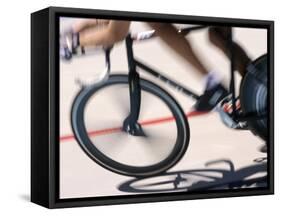 Detail of Blurred Action of Cyclist Competing on the Velodrome-null-Framed Stretched Canvas
