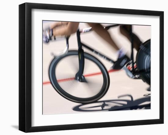 Detail of Blurred Action of Cyclist Competing on the Velodrome-null-Framed Photographic Print