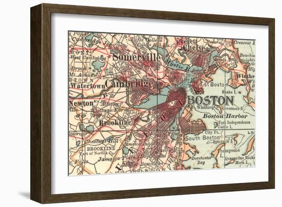 Detail of Boston (C. 1900), Maps-Encyclopaedia Britannica-Framed Art Print